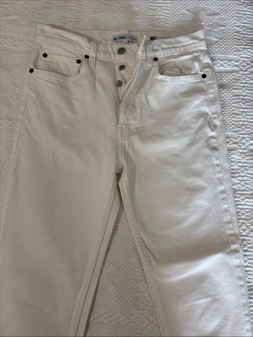 Re/Done Off-White Button-Fly Jeans - Picture 1 of 11